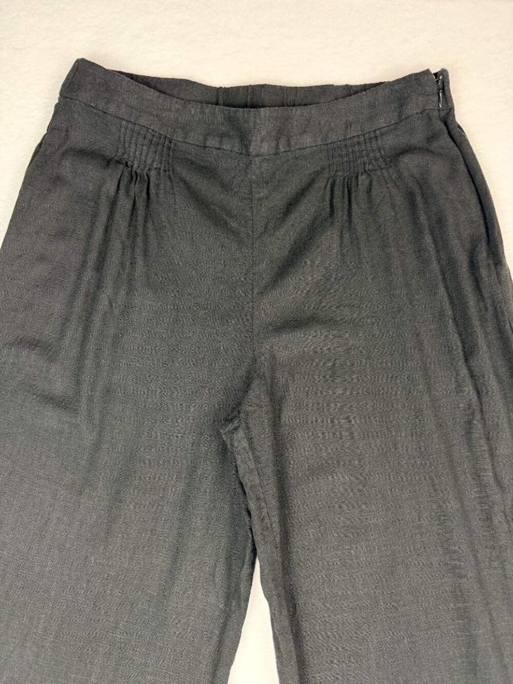 Halston Womens Black Wide-Leg Linen Viscose Blend Pants Size 12 Side-Zip Closure - Picture 7 of 14